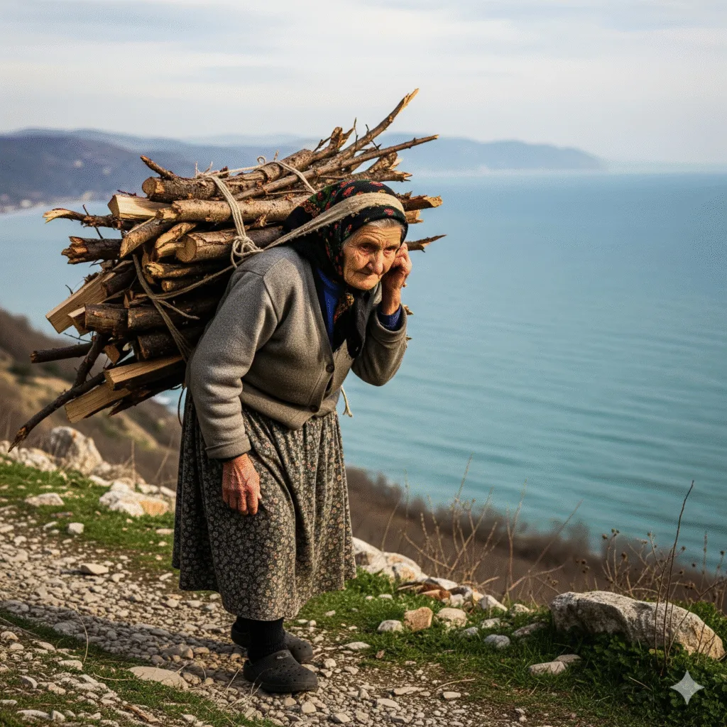 Karadeniz kadınlarının gücünü anlatan yapay zeka resmi